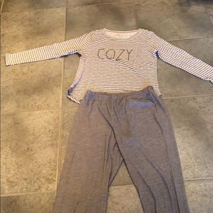 Rae Dunn cozy 2 piece pajama set grey